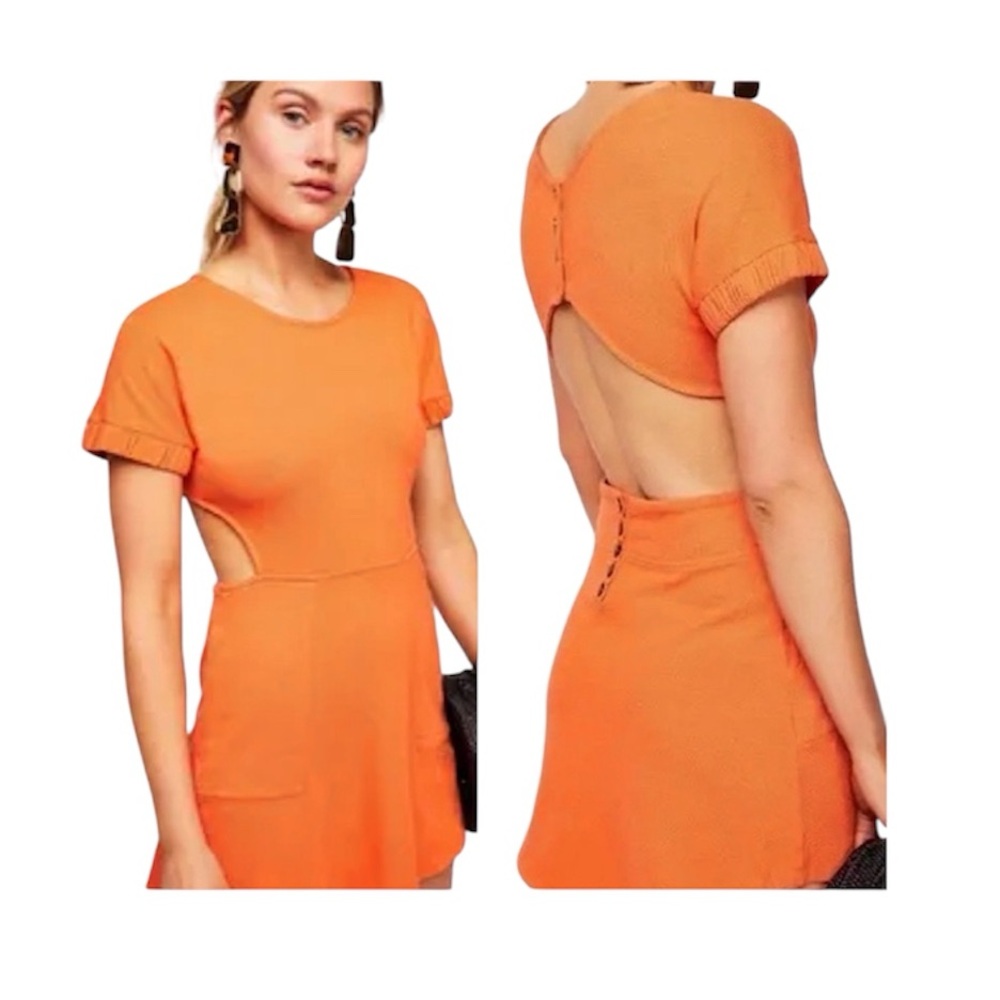 Free People Beach My Darling Open Back Mini Dress Orange Size Medium
